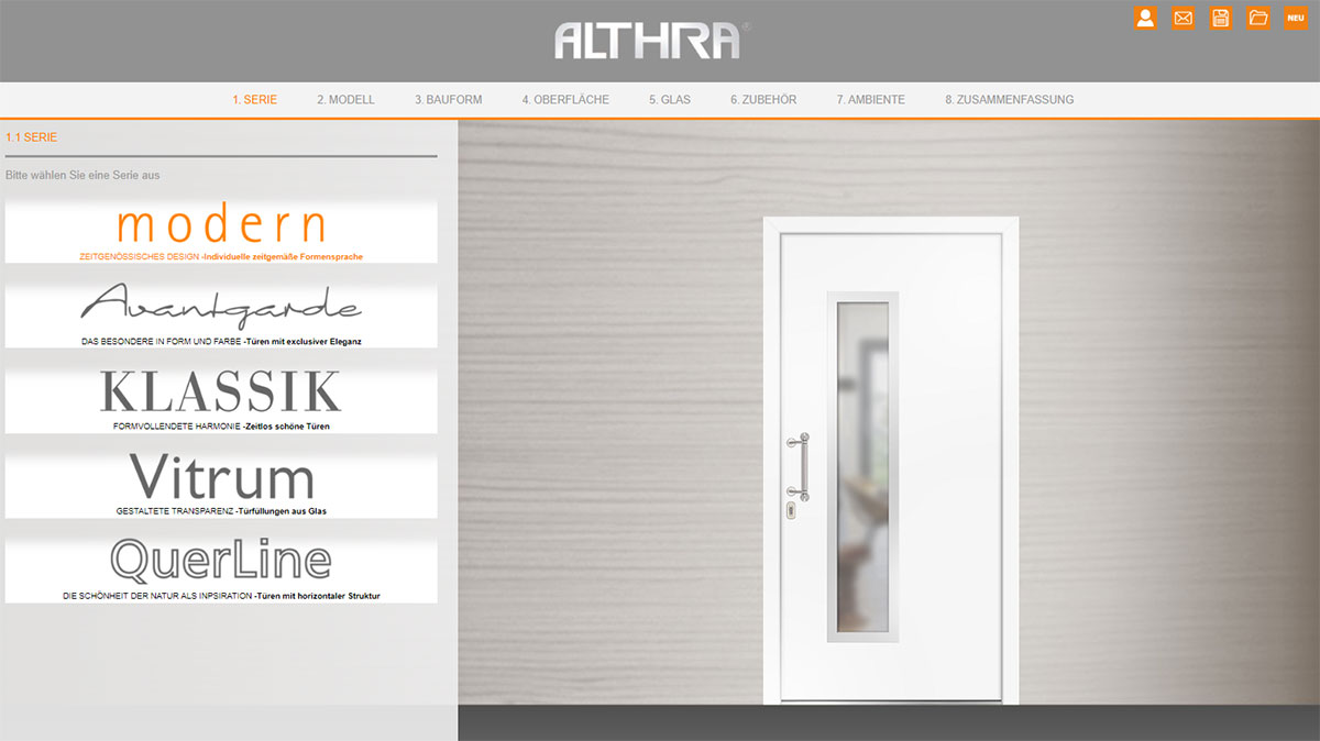 Althra Kunststoff-Haustüren-Konfigurator